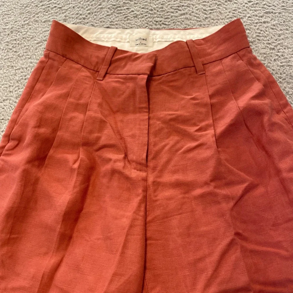 Wilfred Aritzia Effortless Linen Pants Women 0 Pink Wide Leg High Rise Pleated